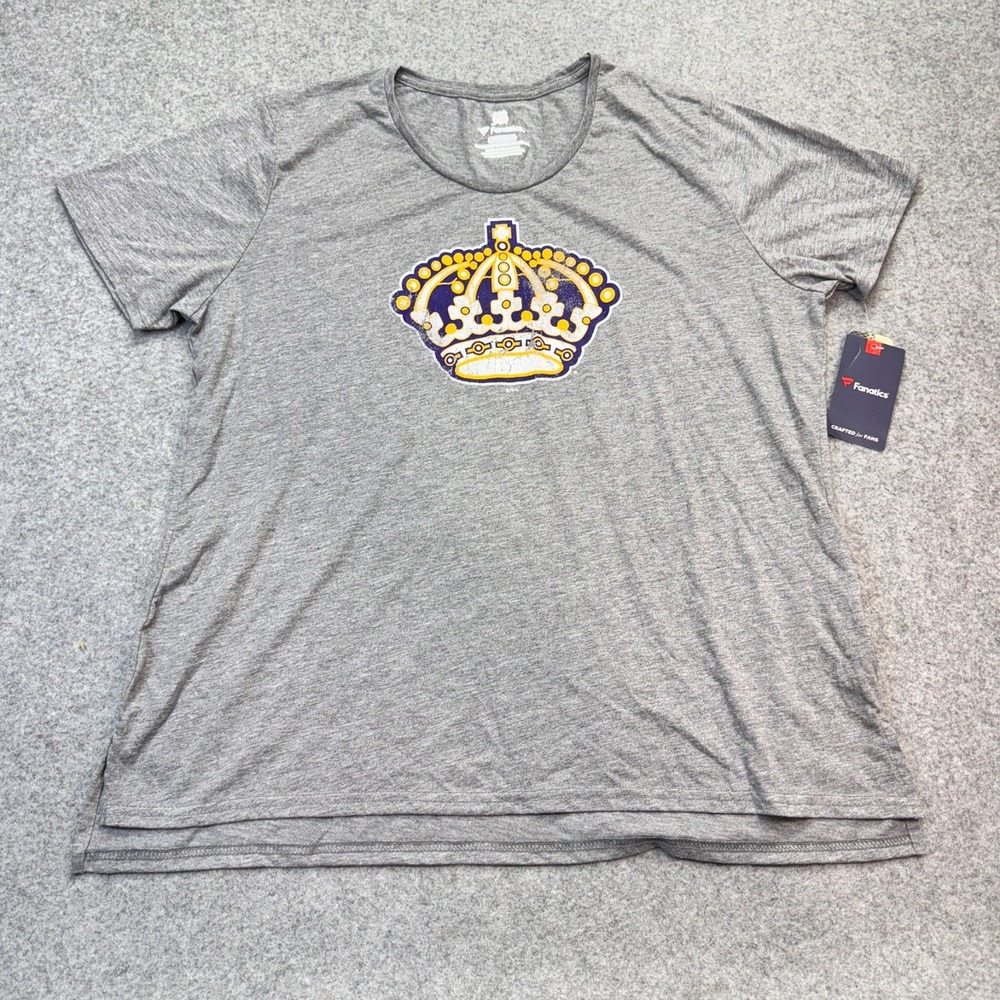NHL Fanatics Women's 2XL Los Angeles Kings Crown Logo Gray Short Sleeve T-Shirt